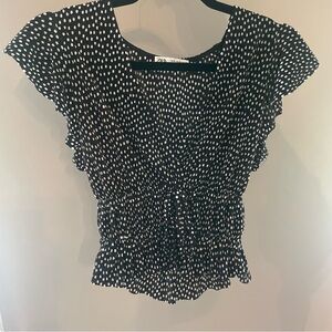 Zara polka dot black and white shirt size small